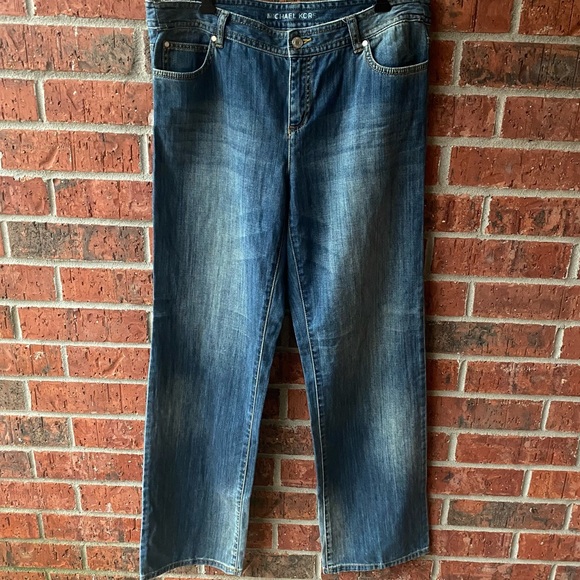 Michael Kors Sz 14 Straight Leg Mid-rise Denim Jeans Medium Wash - Picture 1 of 7